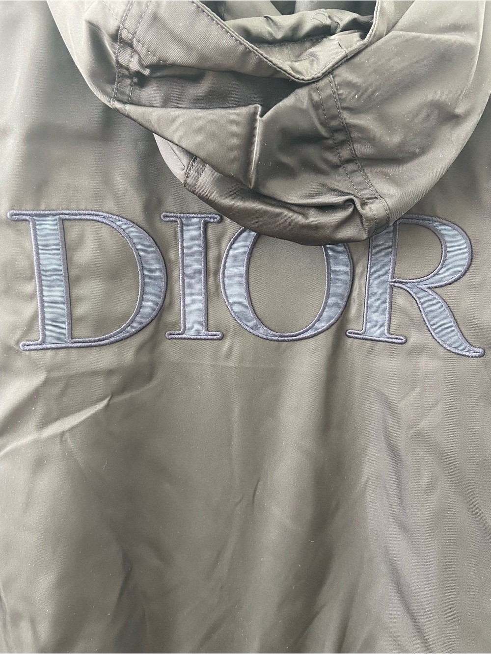 Dior Black Trench Coat with Navy Embroidered Logo